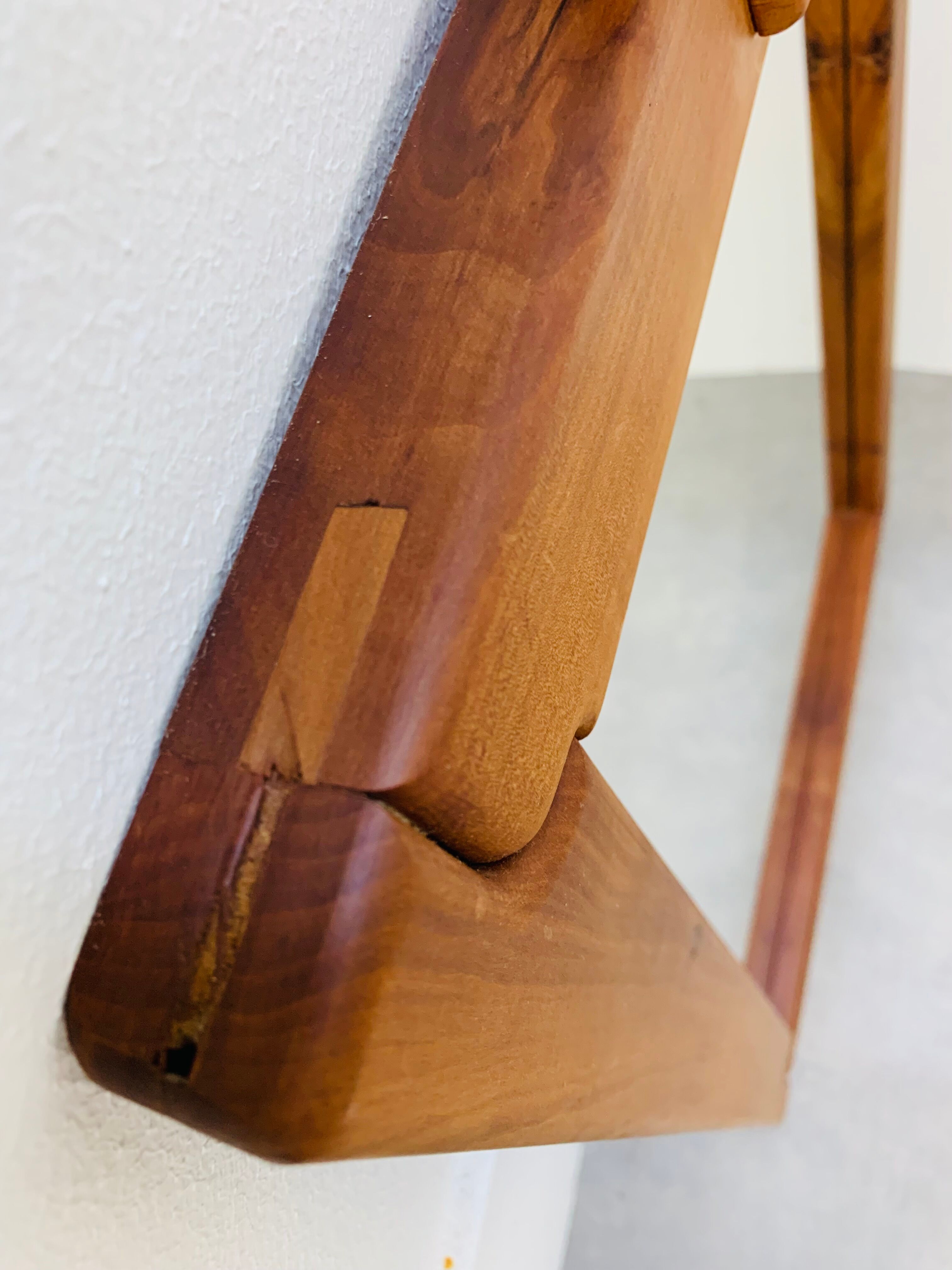 Brutalist elm mirror 70s, solid wood