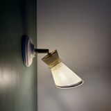 Vintage tulip wall light in white and gold frosted glass