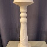 Large table candle holder candlestick in white patina wood for round candle