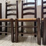 Straw chairs oak 1940s Dudouyt