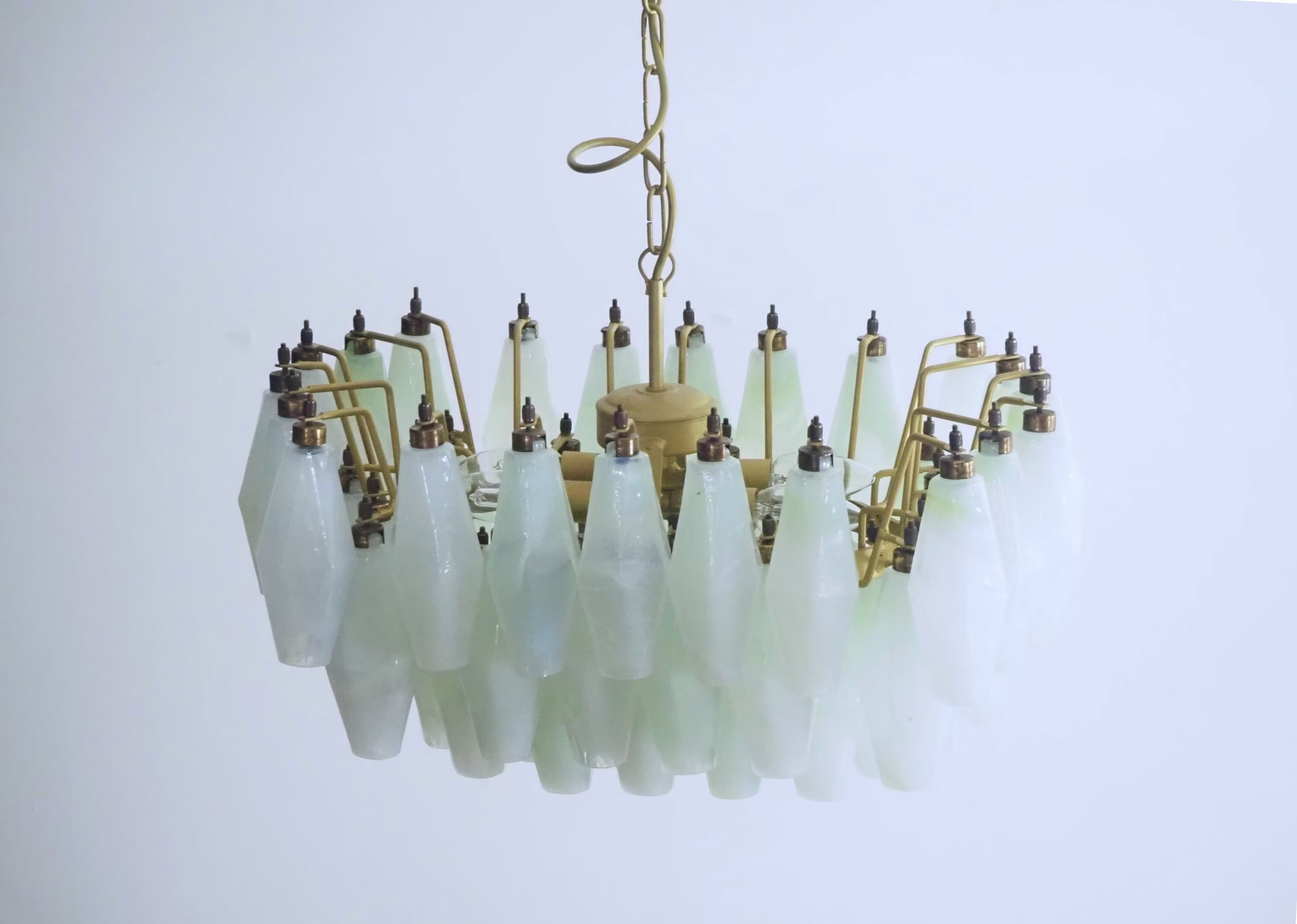 Vintage Italian chandelier - opaline Murano glass