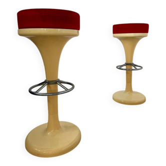 Set of 2 high bar stools from the 70s, friedrich stückenbreker design, vintage plastic