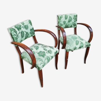 Paire de fauteuils bridge tissu vert
