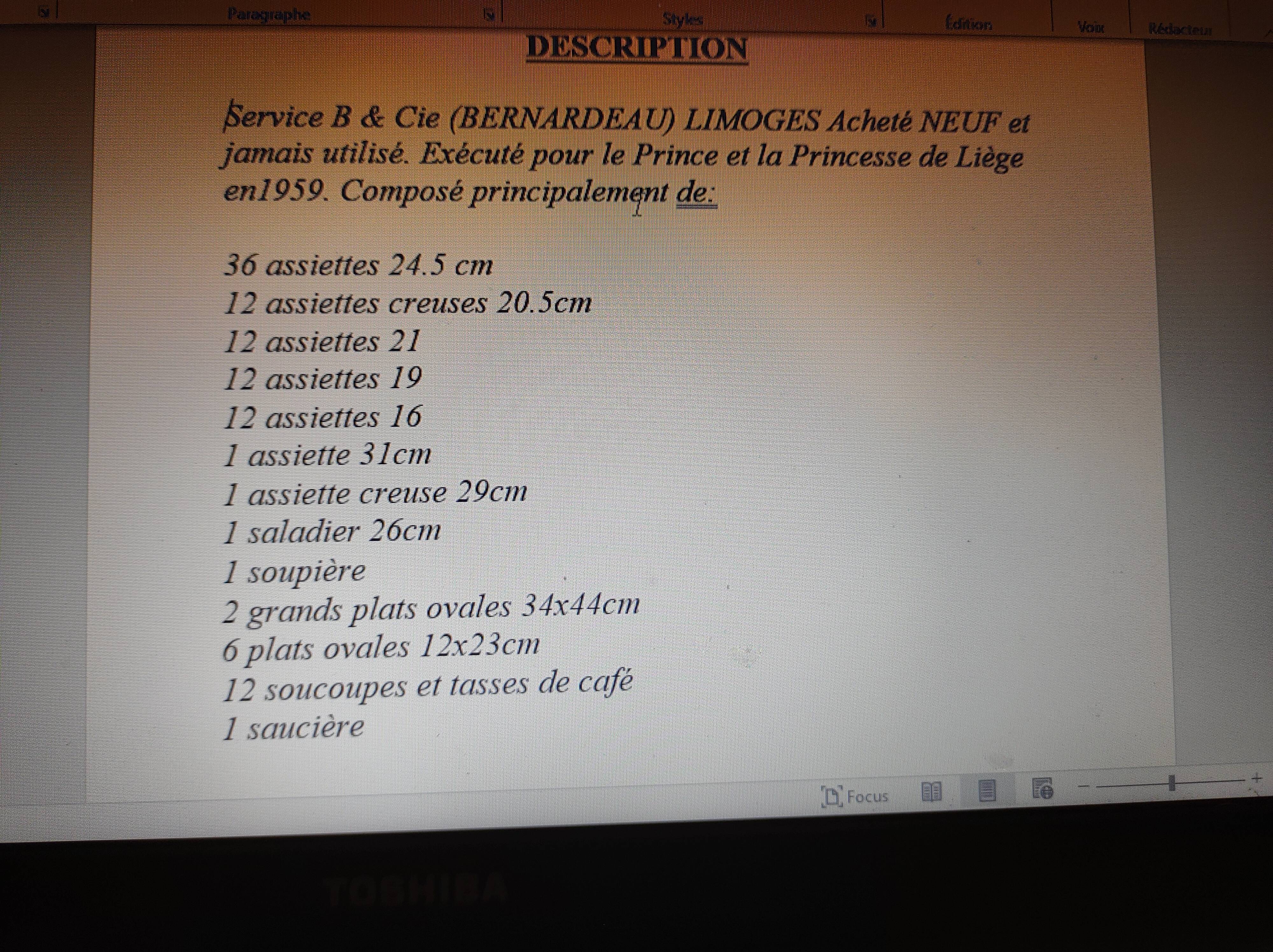 Service de table Bernardaud