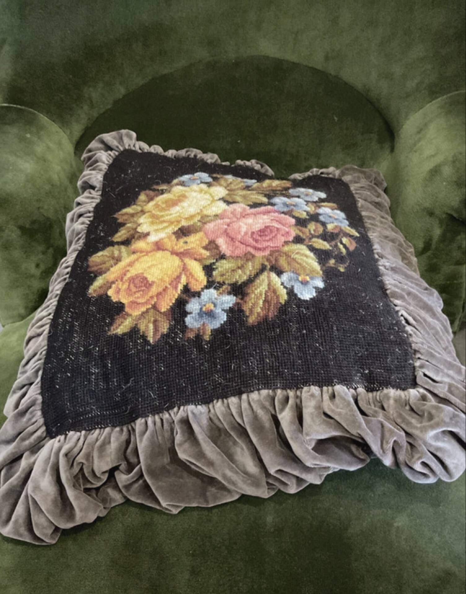 Vintage velvet cushion