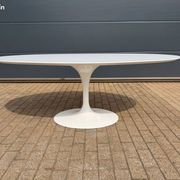 Original oval Tulip Knoll table 198cm white laminate, NEW in the box.