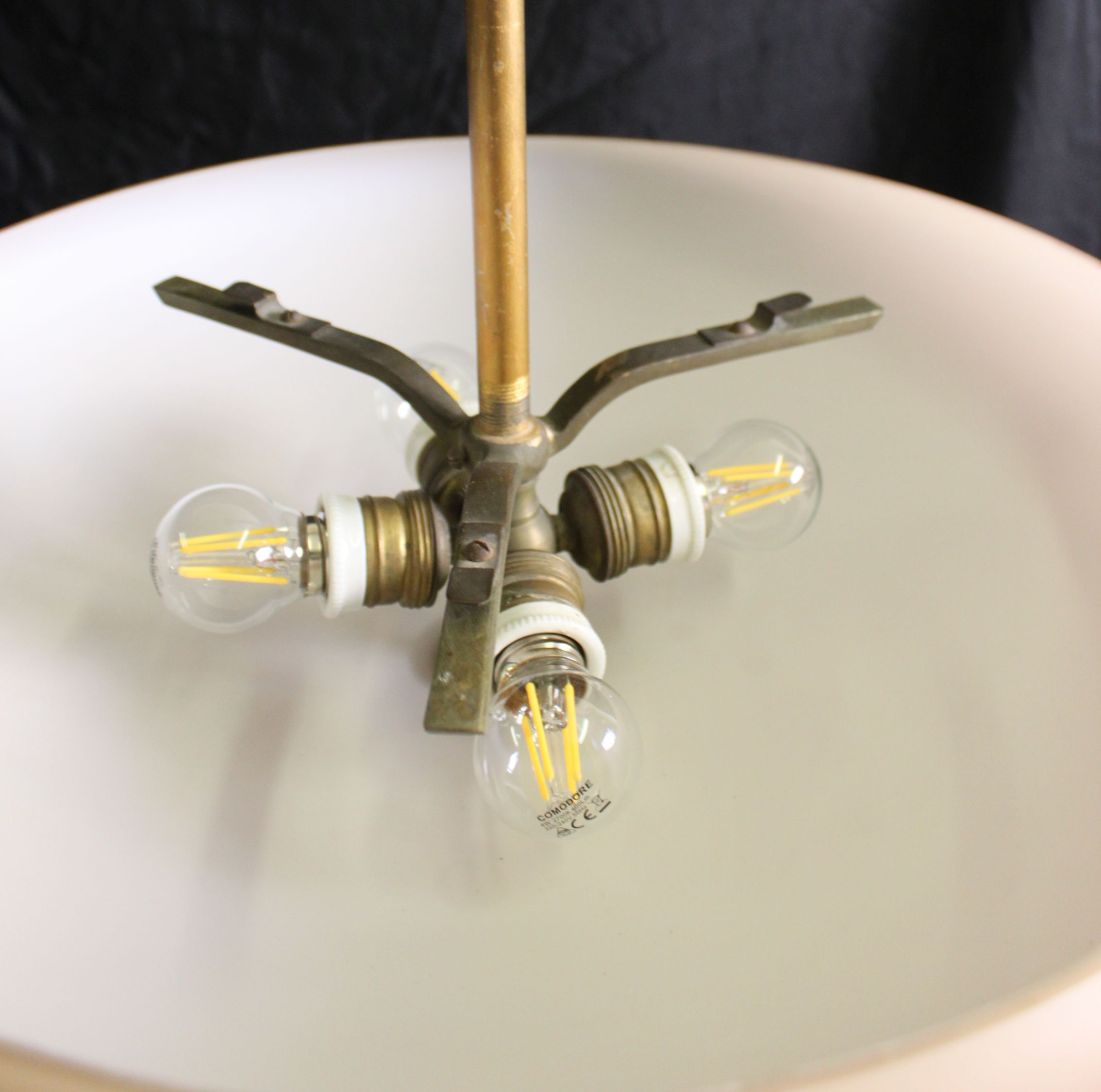 Suspension Art Déco en verre dépoli, 1960