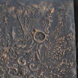Iris MIRE Bronze patinated resin wall panel with floral decoration circa 1980.