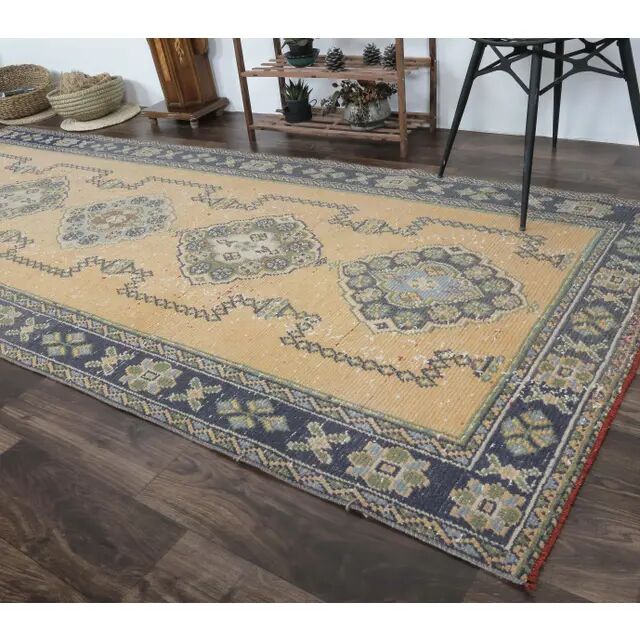 Vintage Turkish Hand-Knotted Runner Rug 133x322