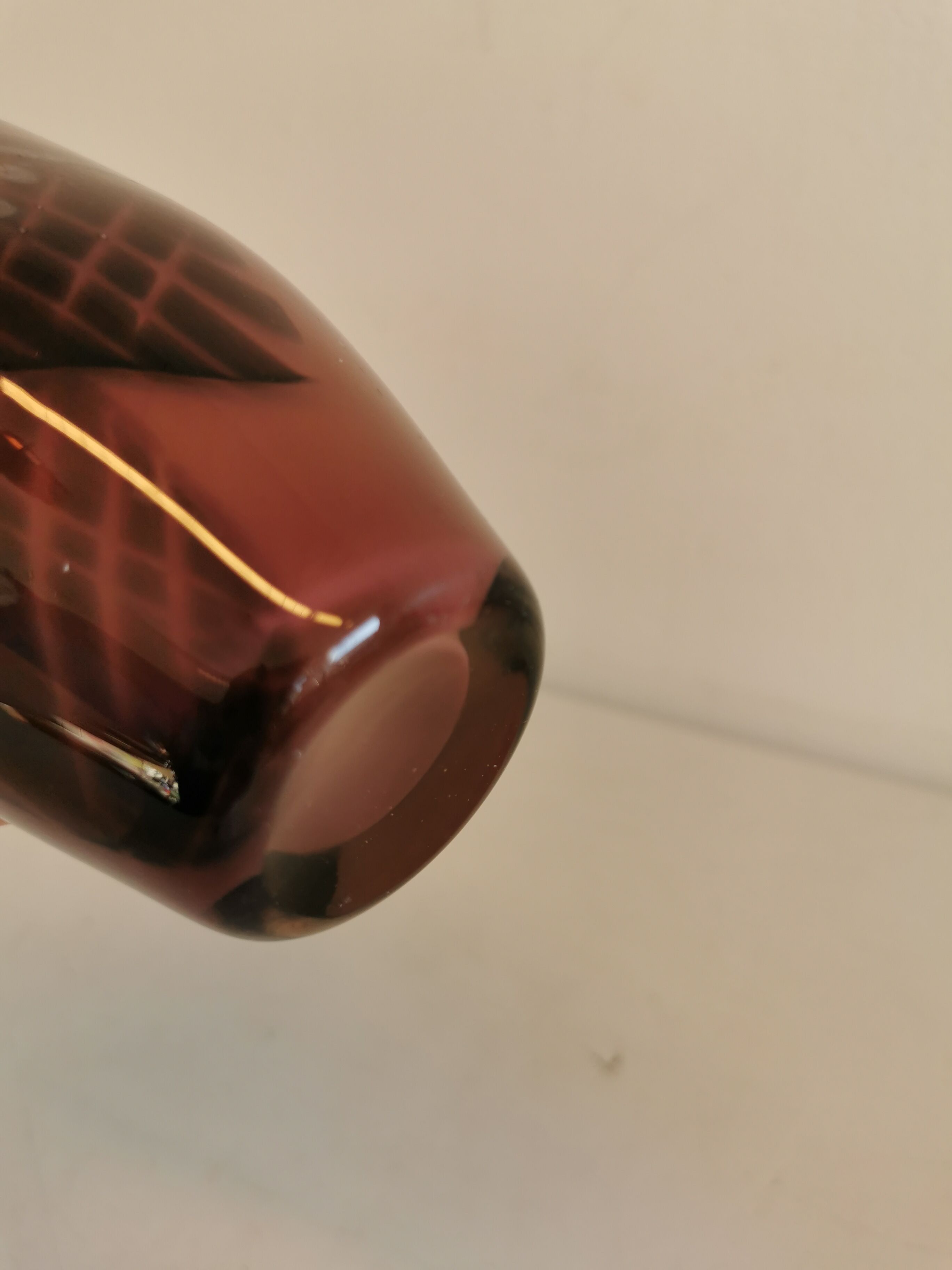 Glass vase in purple colours/nuances, estimated Danish and from the 1970-80s.