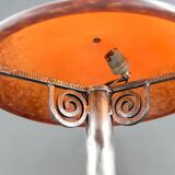 Important Stylized Wrought Iron Lamp with Glass Dome, c. 1930