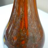 Art blown glass vase with inclusions of many colors