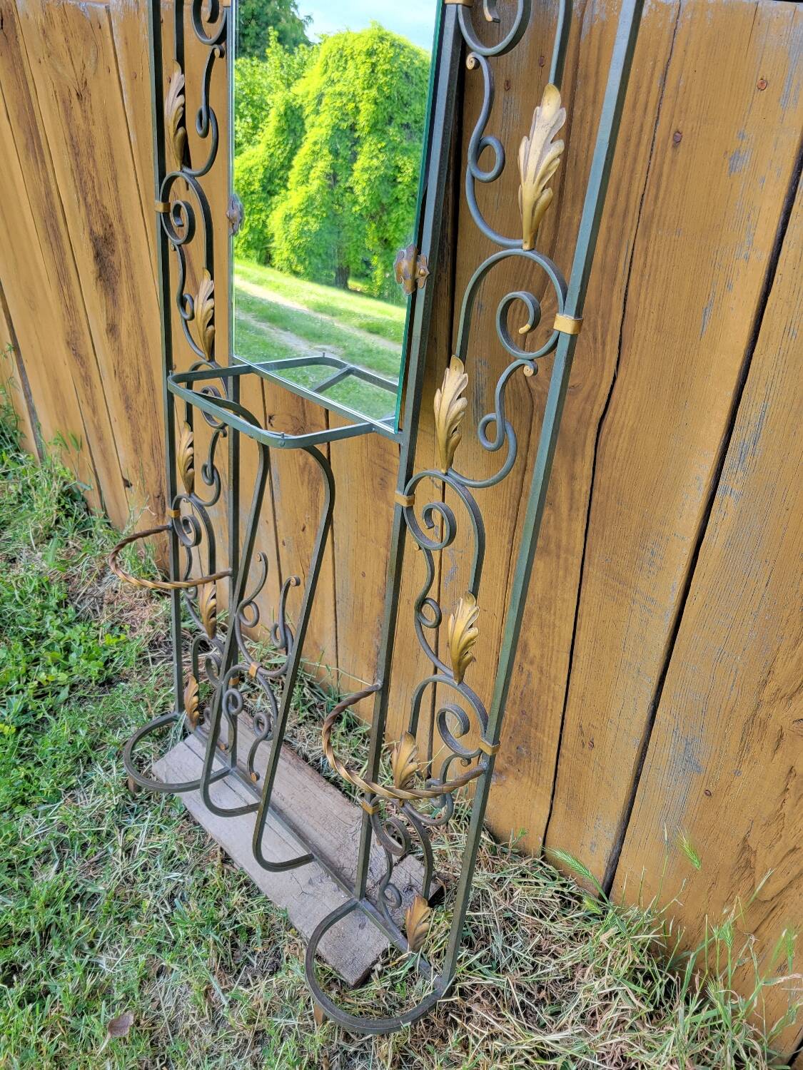 Art Deco 1930s wrought iron coat rack and hat stand