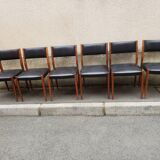 6 scandinavian black and beech chairs