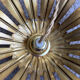 Ceiling lamp pendant in aged gilded metal palm leaf
