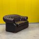 Original English Chesterfield 2-Seater Sofa - Vintage Oxblood Leather