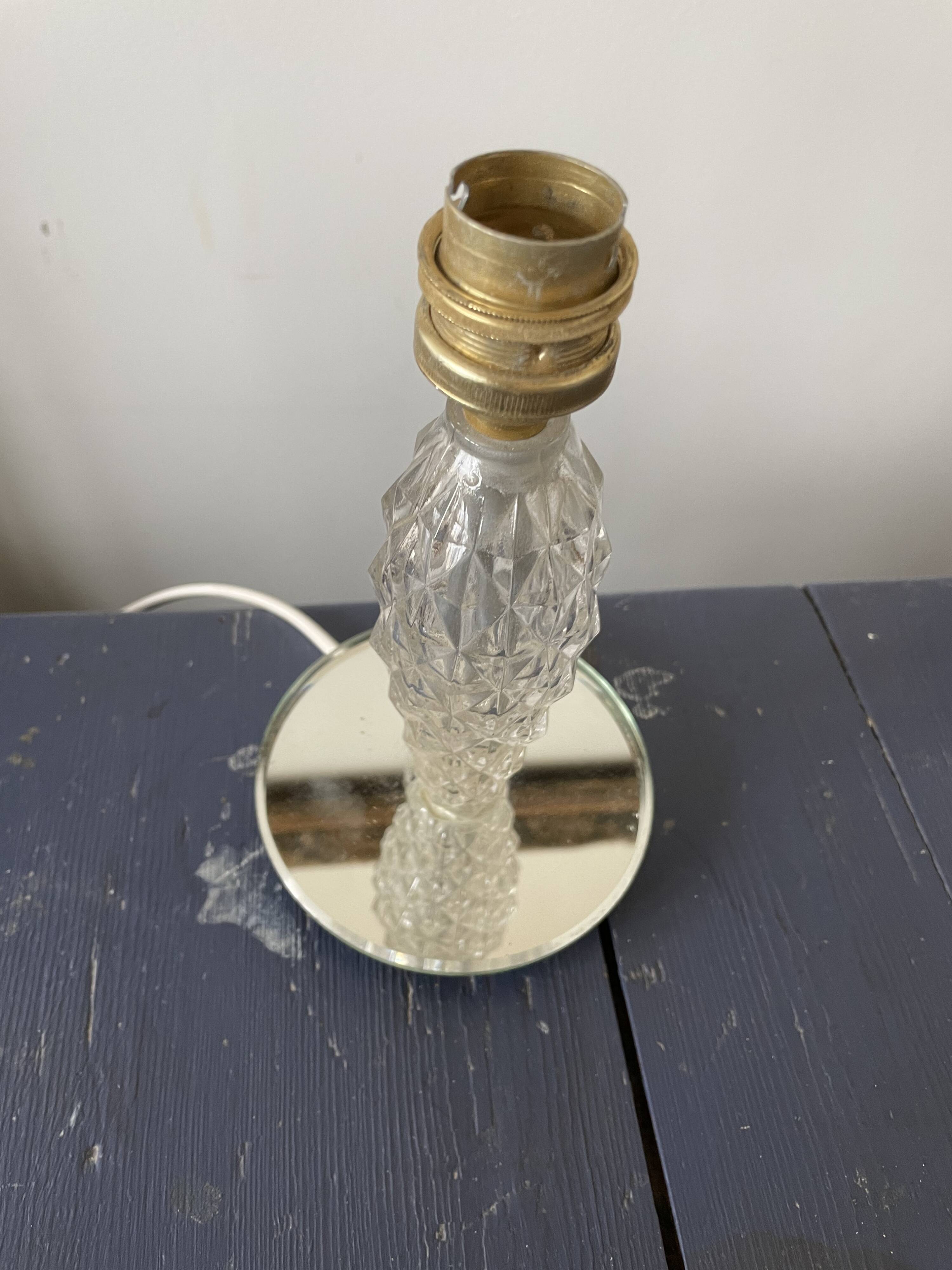 Old glass and mirror table lamp from the 1930s
