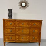 Antique marquetry chest of drawers from the transition period at the end of the 18th century, with 3 wooden drawers.