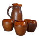 Pitcher & ceramic and leather glass set by Artesania Raymon, Spain 1950
