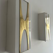 Pair of Loewy wall lights for Hilton, brass and Perspex, France 1965