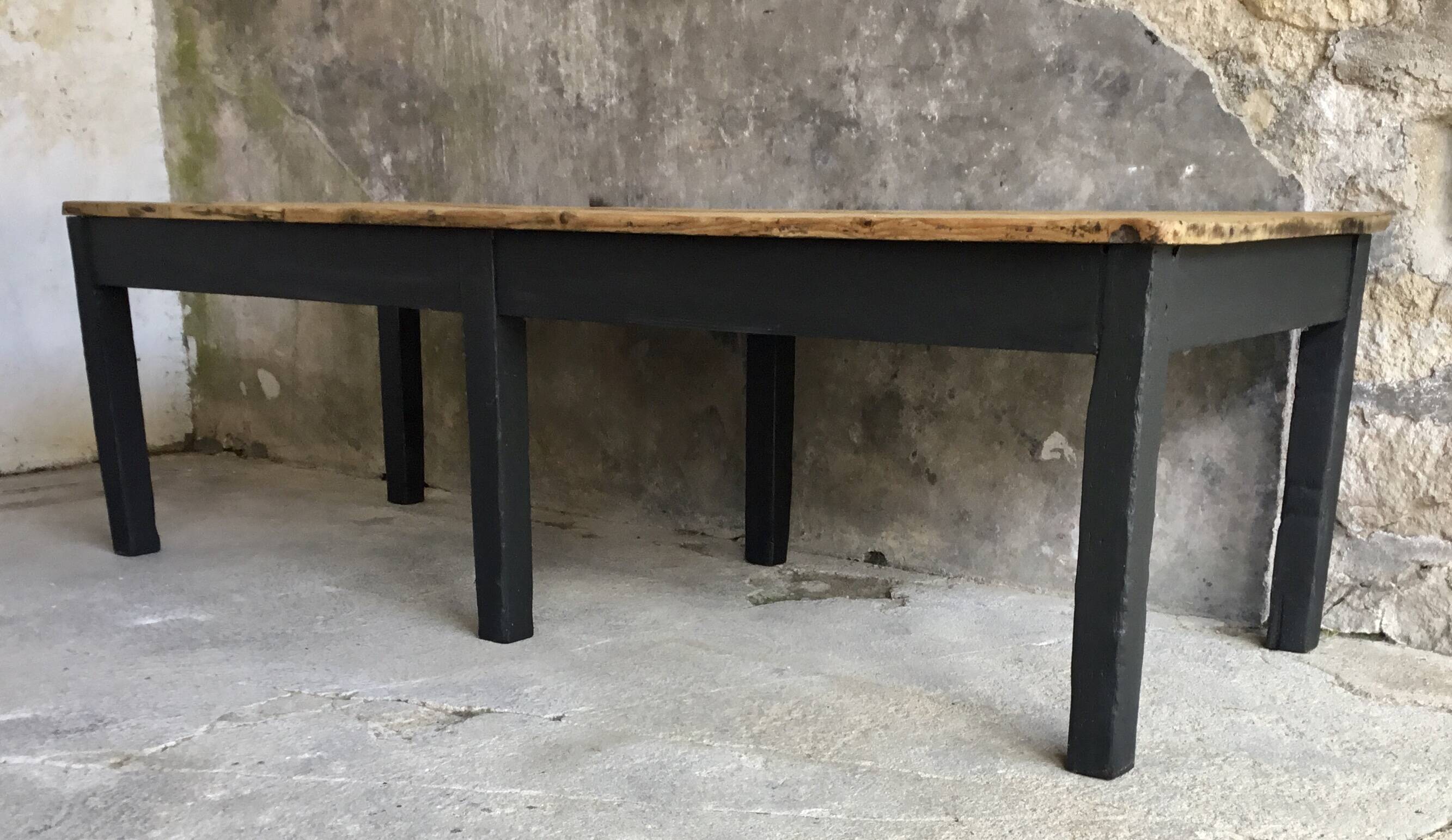 Farm table 230 cm - black base - early 20th century