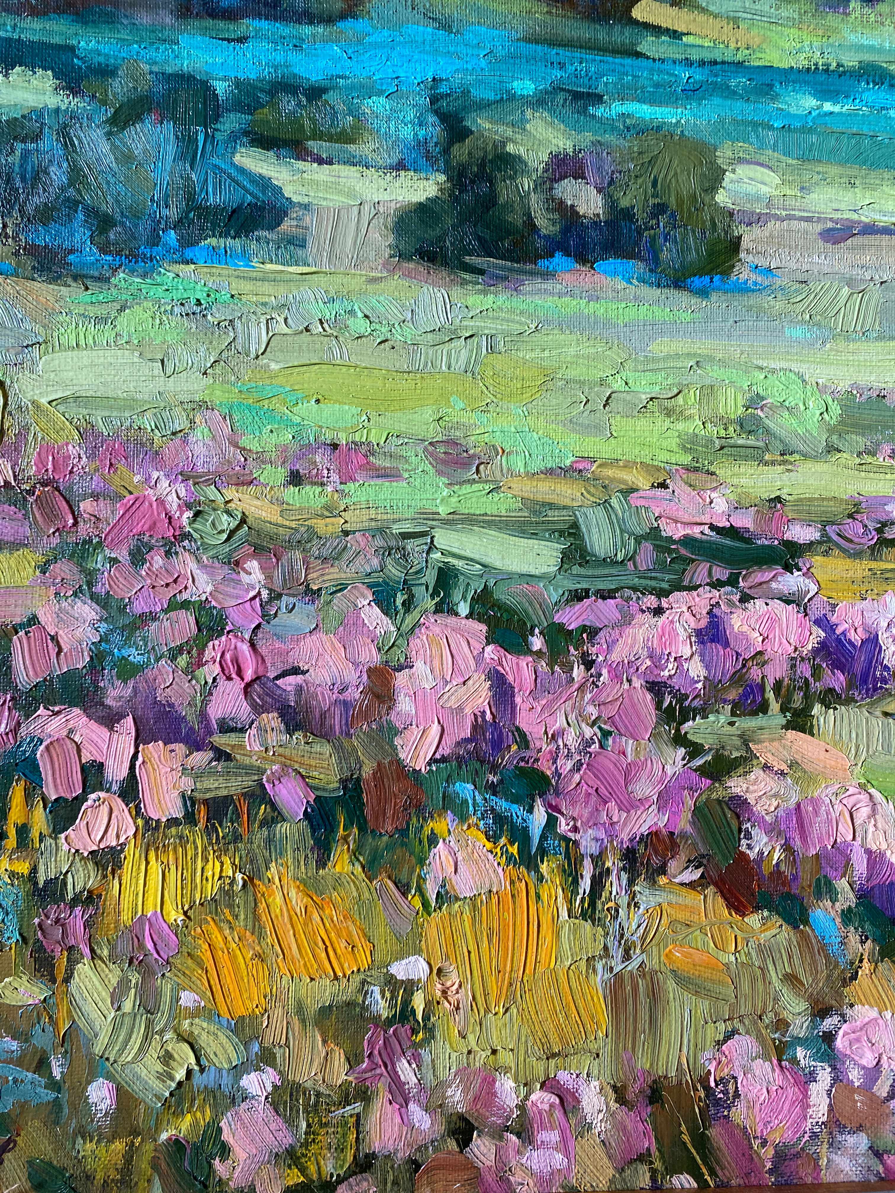 Table HST "Flower Fields" Ukrainian School XX° signed + frame