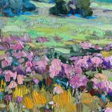 Table HST "Flower Fields" Ukrainian School XX° signed + frame
