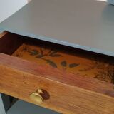 Art deco style bedside table - asymmetrical mustache foot