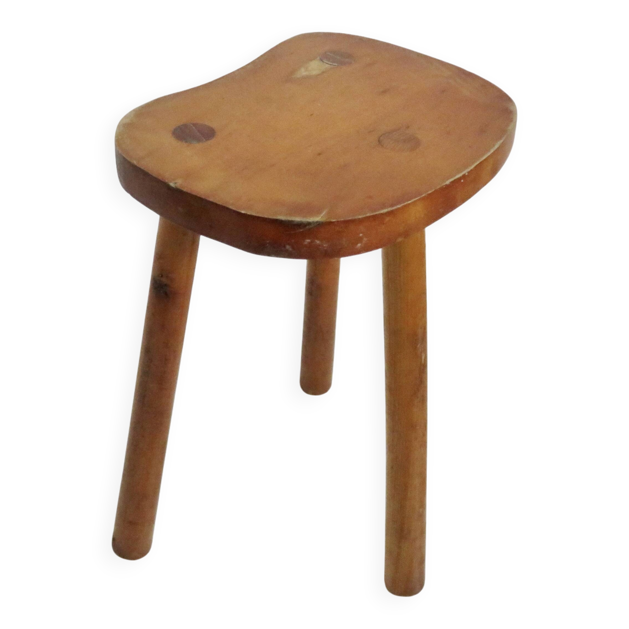 Tabouret de montagne tripode "haricot" en bois blond, 1960