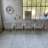 4 white wooden garden chairs