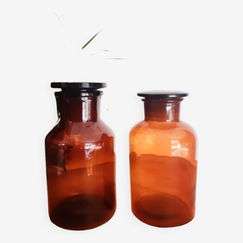 Amber glass apothecary jars