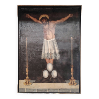 Spanish school painting "Christ on the cross"