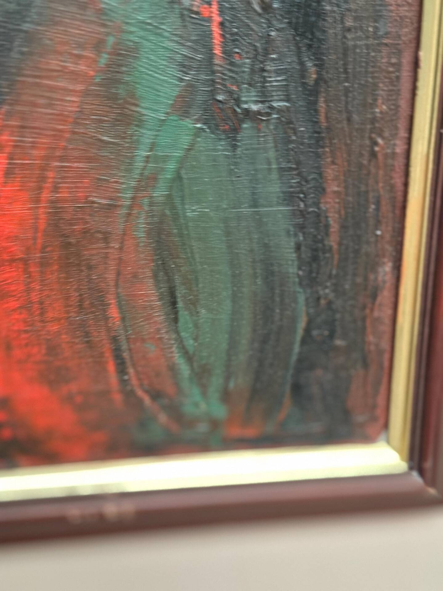 Original Swedish Oil on Canvas – Abstract Expressionist Composition – Vintage & Framed