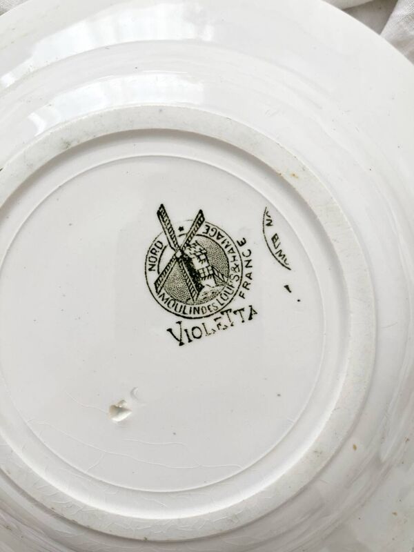 6 assiettes creuses terre de fer « Violetta » Moulin des Loups Hamage