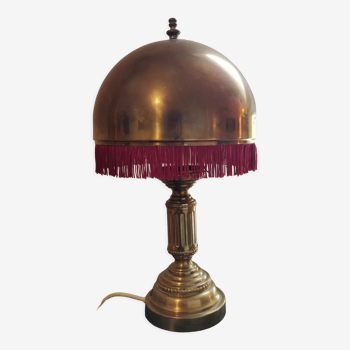 Vintage brass lamp with fringes