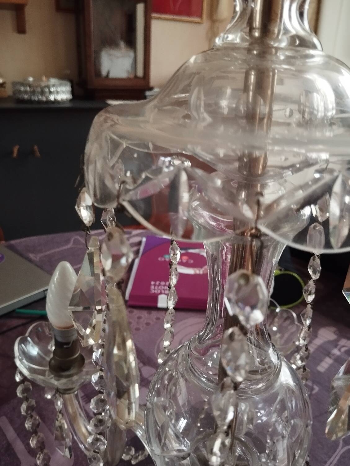 Lustre vintage en cristal, italie, 1940s