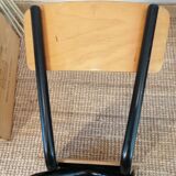 Series of 4 wooden and metal school chairs