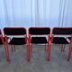 Set of 6 red & black metal chair: space age stackable dining chair baša