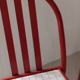 Set of 4 modernist red metal chairs
