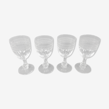 Lot of 4 old vintage engraved water or wine glasses