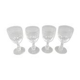 Lot de 4 anciens verres à eau ou à vin gravés vintage