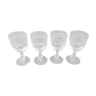Lot de 4 anciens verres à eau ou à vin gravés vintage