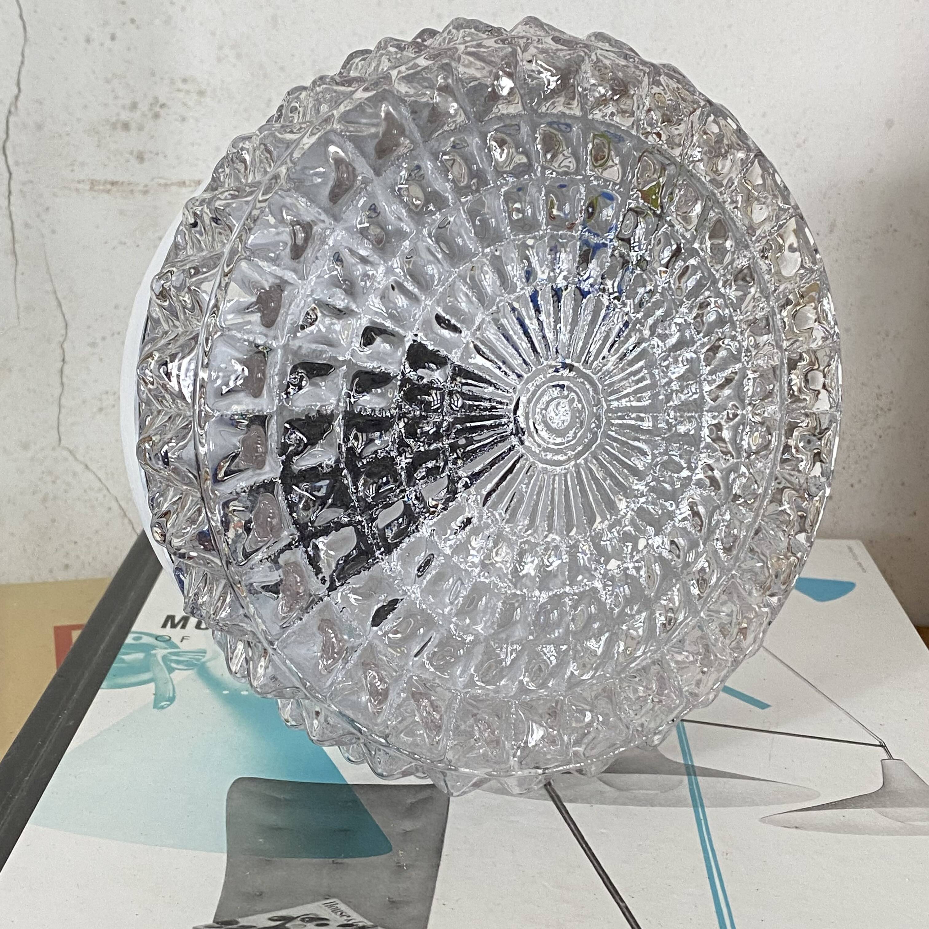 Small round wall lamp ceiling light transparent glass vintage fixture