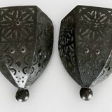 Pair of Wall Sconces in Iron with Cut-Out Patterns