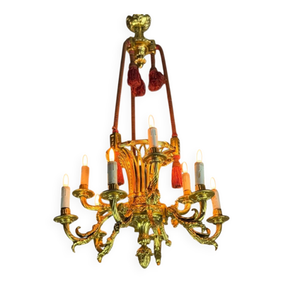 Lustre Corbeille De Style Louis XVI En Bronze Doré Vers 1880