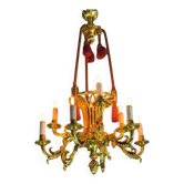 Lustre Corbeille De Style Louis XVI En Bronze Doré Vers 1880
