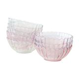 Set of 8 small bowls in pink, green and blue glass Rosaline, Arcoroc, vintage French, vintage