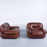 Pair of Sapporo leather armchairs from the 1970s, by Mobil Girgi.