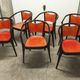 Table and 6 armchairs Baumann Diese, design Pagnon Pelhaître, Wenge color and red,