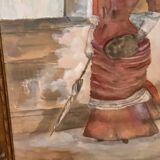 Grande Aquarelle Encadrée - Une Élégante - Signée période 1900